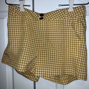 Boho Yellow Plaid Beach Shorts